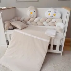 Yuar Baby Braided Eko Bedding Set for crib Beige ახალშობილის საწოლის თეთრეული