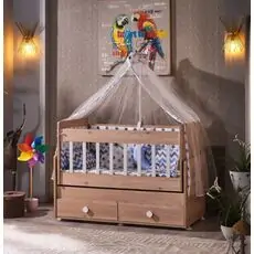 Nanni Natural Color Cradle ახალშობილის საწოლი + მატრასი