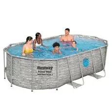 Bestway 56714 Power Steel Swim Vista Series Oval Pool Set With Filter And Ladder - კარკასული აუზი კარტრიჯული ფილტრით და კიბით