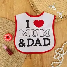 Bobix I Love Mum And Dad Baby Bib Red - საბავშვო წინსაფარი