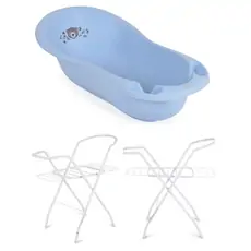 Cangaroo Bathtub Forest Bear pastel blue With Stand Aqua  ჩვილის აბაზანა სადგამით და საშრობით