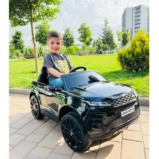 Land Rover BO Range Rover Evoque painting black - ელექტრო მანქანა კაუჩუკის საბურავებით და ტყავის სავარძლით