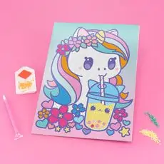 Unicorn With Juice Diamond Kawaii -  თვლებით ხატვა