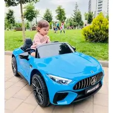 Moni Bo Car Mercedes DK-SL63 Blue ელექტრო მანქანა კაუჩუკის საბურავებით და ტყავის სავარძლით
