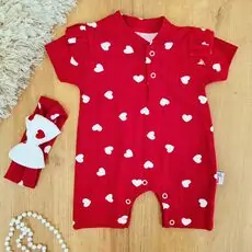 Heart Shaped Romper Red - ჩვილის რომპერი