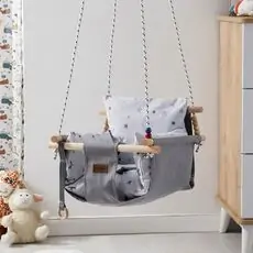 Wooden Swing Silver - საბავშვო დასაკიდი ხის საქანელა