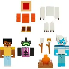 Minecraft Creator Series Camp Enderwood Steve and Mob Figures - მაინქრაფთის სათამაშო ფიგურები