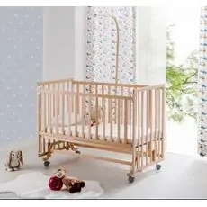 Baby When Fiore Natural Color Swinging and Wheeled Bedside Cradle ახალშობილის საწოლი