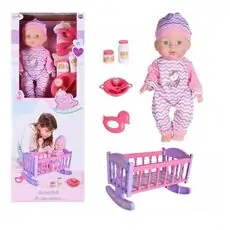 Cute Baby Doll With Crib And Accessory - სათამაშო თოჯინა საწოლით და აქსესუარებით