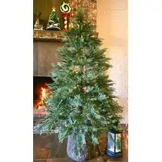 Christmas Tree 180 CM With Simulated Stump Pot PE - ნაძვის ხე ხის მორის ვიზუალის ქოთნით, 100% სილიკონი