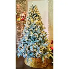 Christmas Tree With Lights 210 CM PE + PVC Snow-Covered - ნაძვის ხე, დათოვლილი, შერეული სილიკონის წიწვებით და განათებით