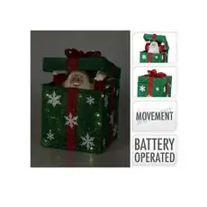 Big Christmas Giftbox With Santa And Light - ნაძვის ხის დეკორაცია