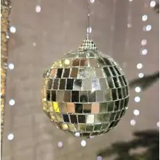 Silver Disco Christmas Ball Hanging Decoration - ნაძვის ხის სათამაშო