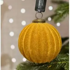 Gold Full Velvet Christmas Ball Hanging Decoration - ნაძვის ხის სათამაშო
