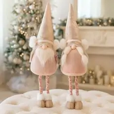 Pink Gnome With Telescopic Legs Christmas Decoration - საახალწლო დეკორატიული გნომი