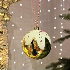 Christmas Ball With Frosting And Sprinkels Hanging Decoration - ნაძვის ხის სათამაშო