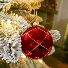Red Ball With Velvet Hanging Decoration - ნაძვის ხის სათამაშო