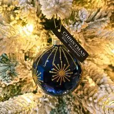 Gold And Blue Ball Hanging Decoration - ნაძვის ხის სათამაშო