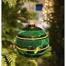 Green Ball With Velvet Hanging Decoration - ნაძვის ხის სათამაშო