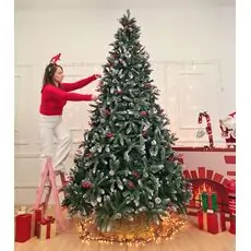 Christmas Tree With Snow-Covered Branches, Pine Cones And Berries 270 CM - ნაძვის ხე დათოვლილი ბოლოებით, გირჩით და კენკრით
