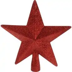 Red Glitter Star Christmas Tree Topper  - ნაძვის ხის წვერის დეკორი