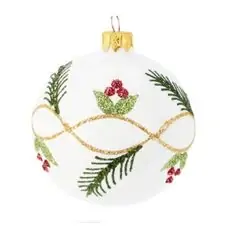 White Glittered Ball Hanging Decoration - ნაძვის ხის სათამაშო