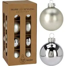 Glass Silver 6CM Christmas Ball Hanging Decoration - ნაძვის ხის სათამაშო