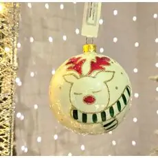 White Glass Ball Hanging Decoration - ნაძვის ხის სათამაშო
