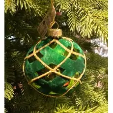 Green Ball With Velvet Hanging Decoration - ნაძვის ხის სათამაშო