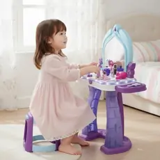 Princess Dressing Table Purple Set With Chair - საბავშვო ტრილიაჟით სკამით
