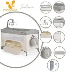 Cangaroo Play yard Indiana Grey საწოლ მანეჟი