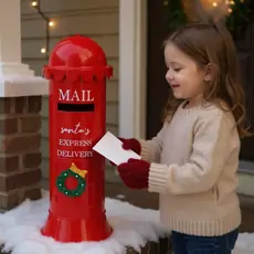 Santa's Metal Mail Box With Christmas Design - საახალწლო წერილების ყუთი