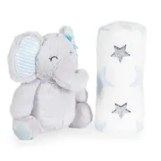 Cangaroo Baby blanket 90/75 cm with toy Elephant blue - ახალშობილის პლედი