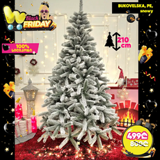 BukoveIian Snow-Covered Christmas Tree PE 210CM ნაძვის ხე დათოვლილი ტოტები,100% სილიკონი