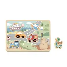 TookyToy Wooden Sound Puzzle - Vehicles - ხის  განსავითარებელი ხმოვანი ფაზლი