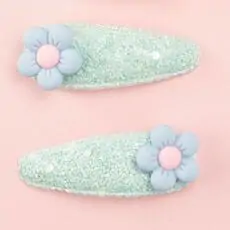 Bubbles Two Hair Clips Blue Flower - საბავშვო თმის აქსესუარი