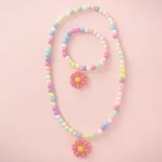 Love & Peace bracelet and necklace Pink- საბავშვო სამაჯური და ყელსაბამი