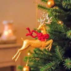 Red & Gold Reindeer Hanging Decoration - ნაძვის ხის სათამაშო