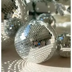 Large Silver Disco Christmas Ball Hanging Decoration 25 CM - ნაძვის ხის სათამაშო