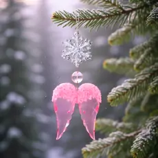 Pink Wing With Snowflake Ornaments Hanging Decoration - ნაძვის ხის სათამაშო