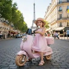 Vespa Moto Pink With Bag - ელექტრო სკუტერი ჩანთით