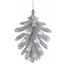 Pinecone Hanging Decoration Silver&White - ნაძვის ხის სათამაშო
