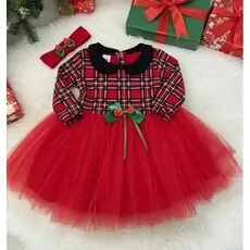 Beautiful Christmas Dress With Headband - საბავშვო საახალწლო კაბა თმის აქსესუარით