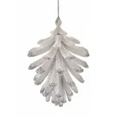 Pinecone Hanging Decoration Silver&White - ნაძვის ხის სათამაშო