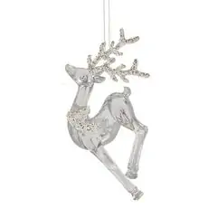 Transparent Deer With Silver Glitter Hanging Decoration - ნაძვის ხის სათამაშო