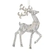 Transparent Deer With Silver Glitter Hanging Decoration - ნაძვის ხის სათამაშო