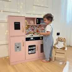 Wooden Kitchen Playset  Pink - საბავშვო ხის სამზარეულო