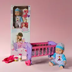 Cute Baby Doll With Crib And Accessory - სათამაშო თოჯინა საწოლით და აქსესუარებით