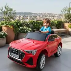 Licensed Audi Electric Car Red - ელექტრო მანქანა კაუჩუკის საბურავებით