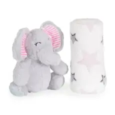 Cangaroo Baby blanket 90/75 cm with toy Elephant Pink - ახალშობილის პლედი